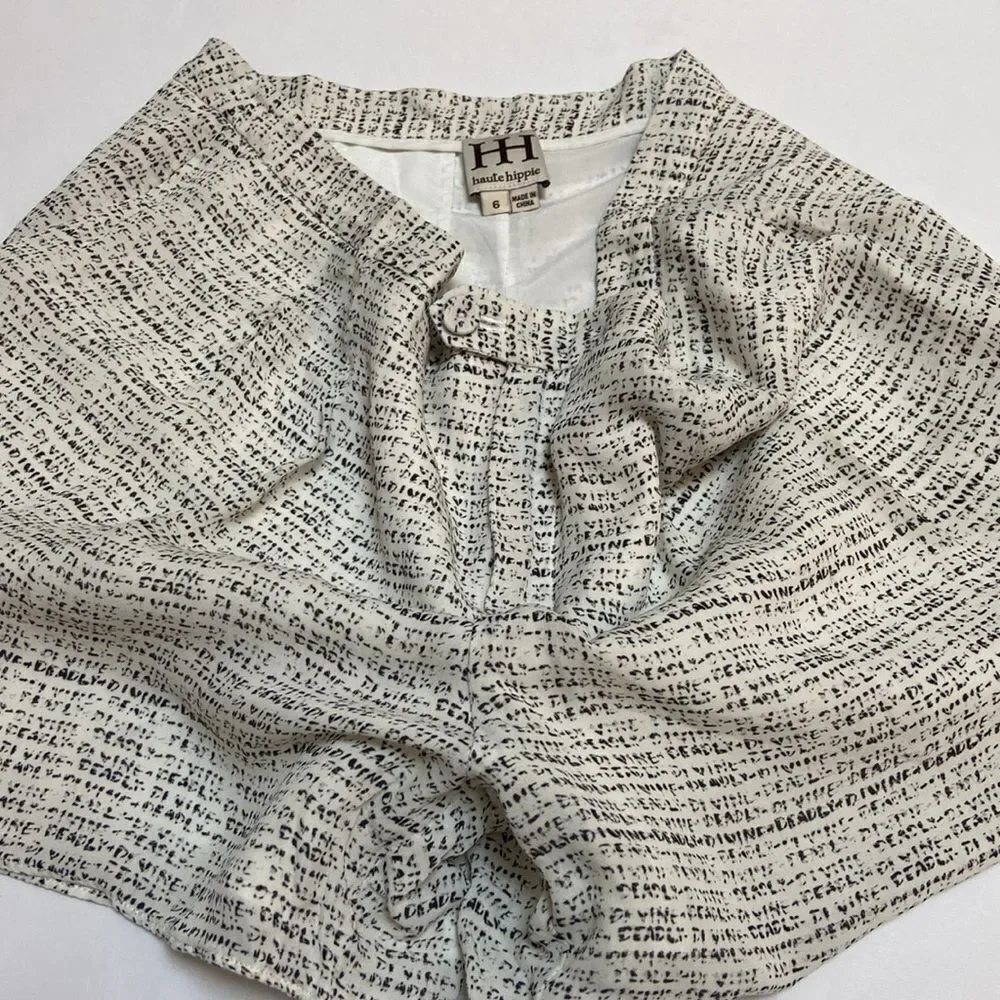 Haute Hippie Silk White and Black Shorts